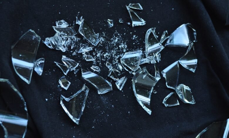 broken glass, shattered, glass